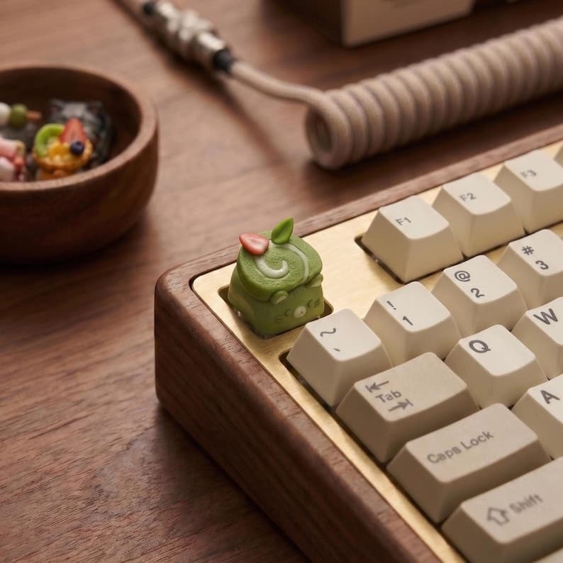 Matcha Roll Cat Artisan Keycap